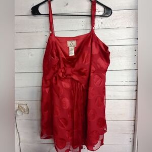 Ice Woman Plus Size 20 Burgundy Red Chiffon Lingerie Empire Waist Polka Dot